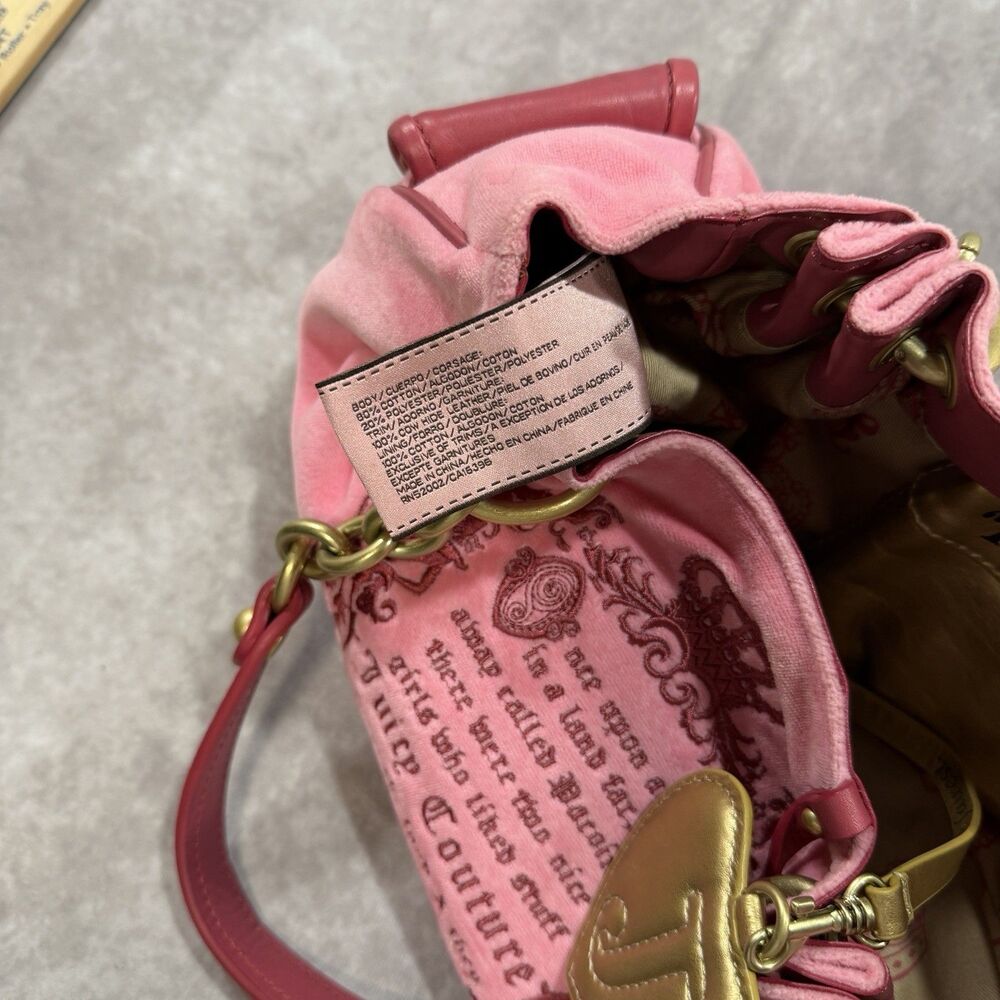 Vintage Y2K Juicy Couture Velour "Once Upon a Time" Purse Bag Pink Fairy NWOT - Picture 12 of 16